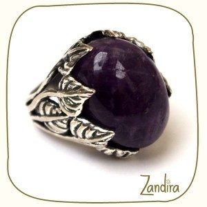 Bague argent sculpte et amethyste